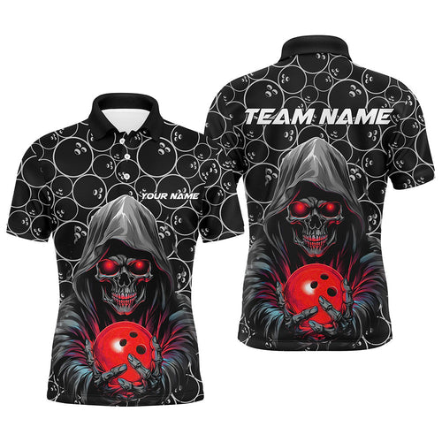 Custom Bowlers Outfits Skull Red Bowling Polo Shirts Men Bowling League Team Jerseys IPHW5388