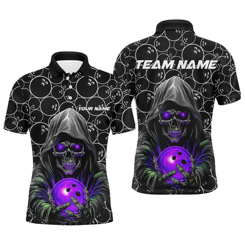 Custom Bowlers Outfits Skull Purple Bowling Polo Shirts Men Bowling League Team Jerseys IPHW5390