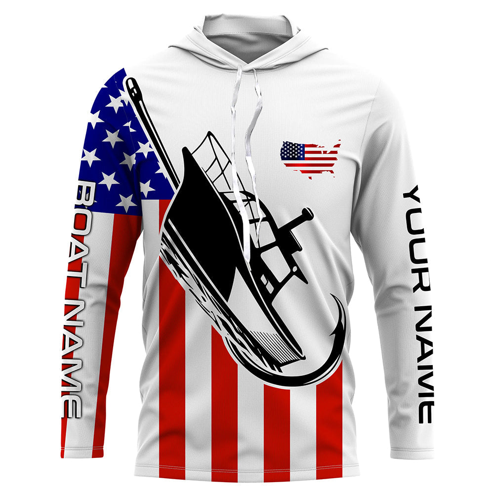 Custom Deep Sea Fishing Shirts With Boat Name, American Flag Saltwater –  ChipteeAmz