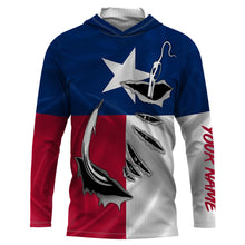 Load image into Gallery viewer, TX Fishing 3D Fish Hook Texas Flag UV protection custom long sleeves shirts UPF 30+ personalized fishing apparel gifts - IPH1891