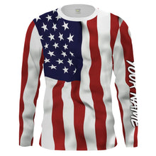 Load image into Gallery viewer, Personalized 3D American Flag Patriotic Long Sleeve performance Shirts, UV Protection IPHW1107