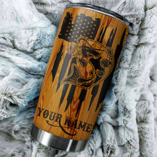 Load image into Gallery viewer, Catfish Fishing Tumbler American Flag Custom Stainless steel Tumbler cup | personalized Patriotic Fishing gifts 4th of July - IPH2428