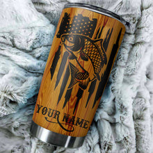 Load image into Gallery viewer, Carp Fishing Tumbler American Flag Custom Stainless steel Tumbler cup | personalized Patriotic Fishing gifts 4th of July - IPH2429