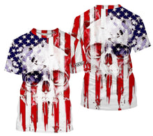 Load image into Gallery viewer, Skull American Flag Custom Long Sleeve performance Shirts, personalized Patriotic 4th of july apparel - IPHW1275