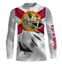 Load image into Gallery viewer, Florida Flag 3D Fish hook Custom Long Sleeve performance Fishing Shirts IPH1901