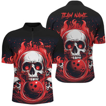 Load image into Gallery viewer, Custom Red Skull Bowling Team Shirts, Flame Bowling Jerseys Bowlers Shirts For Men And Women IPHW5841