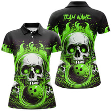 Load image into Gallery viewer, Custom Green Skull Bowling Team Shirts, Flame Bowling Jerseys Bowlers Shirts For Women IPHW5842