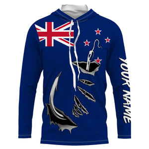 Fishing hook Newzealand Flag Long Sleeve Fishing Shirts, Personalized Patriotic Fishing gifts IPHW2643