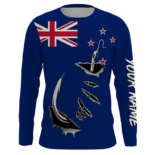 Fishing hook Newzealand Flag Long Sleeve Fishing Shirts, Personalized Patriotic Fishing gifts IPHW2643