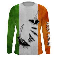 Load image into Gallery viewer, Fishing hook Ireland Flag Long Sleeve Fishing Shirts, Personalized Patriotic Fishing gifts for men IPHW2644