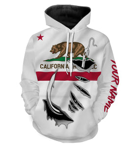 CA Fishing Fish Hook California Flag Custom All over print Hoodie Fishing Shirts personalized fishing gifts for Fishing lovers - IPH1904