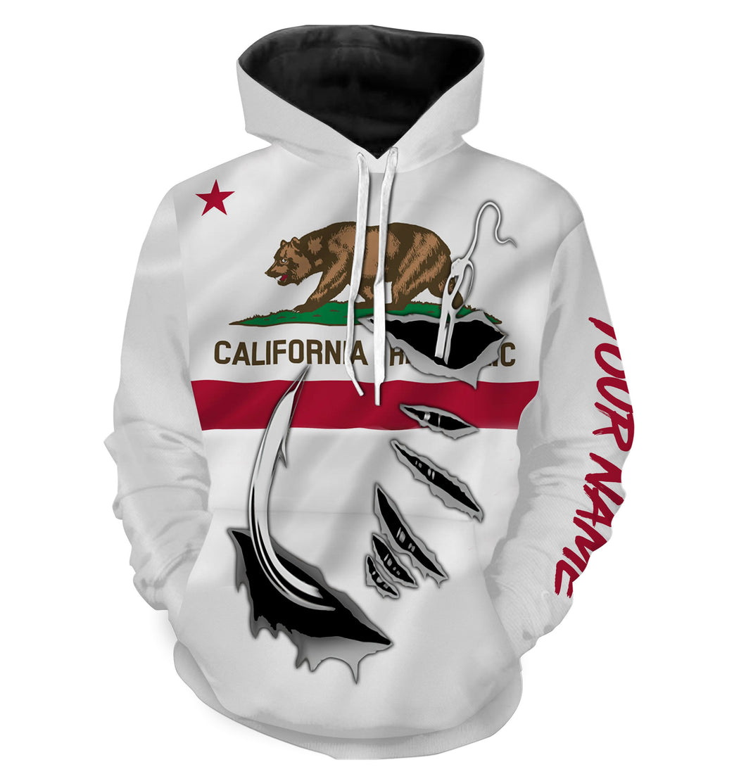 CA Fishing Fish Hook California Flag Custom All over print Hoodie Fishing Shirts personalized fishing gifts for Fishing lovers - IPH1904