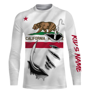 California Flag 3D Fish hook Custom Long Sleeve performance Fishing Shirts IPH1904