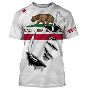 California Flag 3D Fish hook Custom Long Sleeve performance Fishing Shirts IPH1904