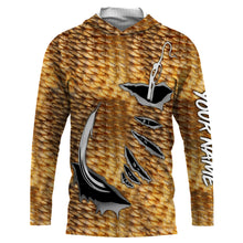 Load image into Gallery viewer, Redfish Fishing scales Fish hook Custom Long Sleeve performance Fishing Shirts | Red drum Fishing shirts - IPH1920