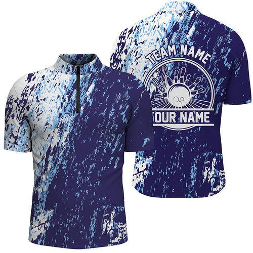 Personalized Bowling Shirts For Men, Bowling Balls And Pins Bowling Team Shirts | Blue IPHW4506