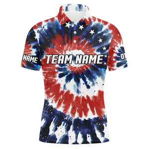 American Flag Tie Dye Bowling Shirts For Men, Custom Bowling Team Jerseys IPHW4524