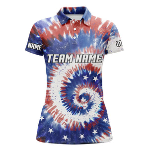 American Flag Tie Dye Bowling Shirts For Women, Custom Bowling Team Jerseys IPHW4525