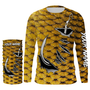 Carp Fish scales Custom Long sleeve performance Fishing Shirts UV Protection - IPH1926