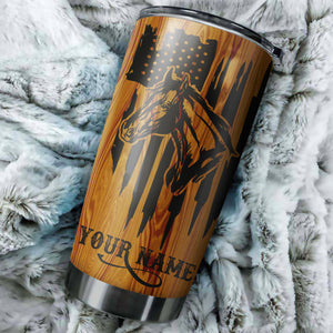 1PC Love Horse American Flag Custom name Stainless Steel Tumbler Cup - Personalized drinking mug for adults and kids - IPH2581