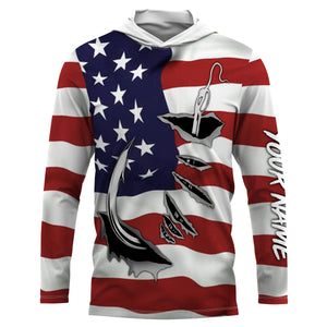 Custom US Flag US Fishing 3D Fish Hook UV Protection Long Sleeve personalized fishing apparel gift IPHW448