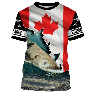 Sturgeon Fishing 3D Canada Flag Patriot Custom name All over print shirts - personalized fishing gift for men and women - IPH1456