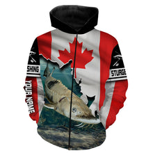 Load image into Gallery viewer, Sturgeon Fishing 3D Canada Flag Patriot Custom name All over print shirts - personalized fishing gift for men and women - IPH1456