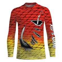 Load image into Gallery viewer, Fishing hook Redfsh Fish scale Custom Long sleeve Fishing Shirts, Redfish Mens Long Sleeve IPHW3490