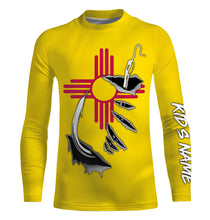 Load image into Gallery viewer, NM Fishing 3D Fish Hook New Mexico Flag UV protection quick dry customize name long sleeves shirts personalized fishing apparel gift for Fishing lovers IPHW472