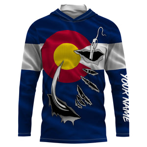 Colorado Flag 3D Fish hook Custom Long Sleeve performance Fishing Shirts IPHW475