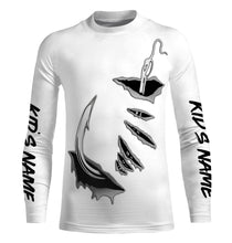 Load image into Gallery viewer, Fishing Fish hook Custom Long sleeve performance Fishing Shirts | white IPHW2996