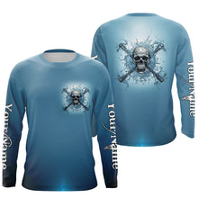 Load image into Gallery viewer, Water Skull And Crossbone Custom Long Sleeve Performance Fishing Shirts, Saltwater Fishing Shirts IPHW4830