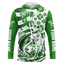 Load image into Gallery viewer, Custom St Patrick&#39;S Day American Flag Walleye Fishing Shirts, Shamrock Flag Walleye Fishing Jerseys IPHW5896