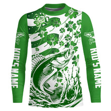 Load image into Gallery viewer, Custom St Patrick&#39;S Day American Flag Walleye Fishing Shirts, Shamrock Flag Walleye Fishing Jerseys IPHW5896