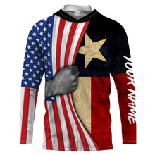 Load image into Gallery viewer, Personalized American Texas Flag Custom Long Sleeve performance Shirts, Patriotic apparel 4th of July day - IPHW1159