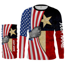 Load image into Gallery viewer, Personalized American Texas Flag Custom Long Sleeve performance Shirts, Patriotic apparel 4th of July day - IPHW1159