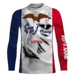 Iowa Flag 3D Fish Hook UV protection custom long sleeves shirts fishing apparel gifts IPHW478
