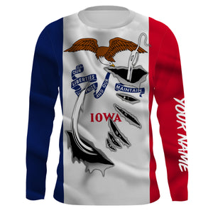 Iowa Flag 3D Fish Hook UV protection custom long sleeves shirts fishing apparel gifts IPHW478