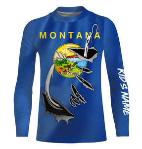 Montana Flag 3D Fish Hook UV protection custom long sleeves Fishing shirts fishing apparel IPHW477