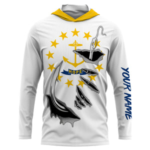 Rhode Island Flag 3D Fish Hook UV Protection Custom Long Sleeve performance Fishing Shirts IPHW504