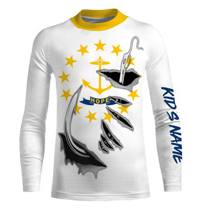 Rhode Island Flag 3D Fish Hook UV Protection Custom Long Sleeve performance Fishing Shirts IPHW504