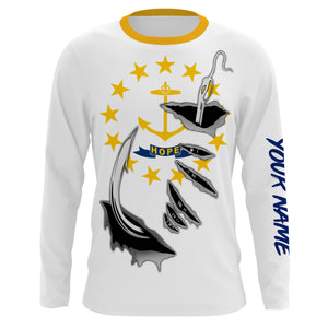 Rhode Island Flag 3D Fish Hook UV Protection Custom Long Sleeve performance Fishing Shirts IPHW504