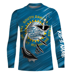 South Dakota Flag 3D Fish hook UV protection Custom long sleeve performance Fishing Shirts fishing apparel IPHW512