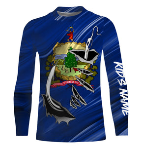 Vermont Flag 3D Fish hook UV protection Custom long sleeve performance Fishing Shirts fishing apparel IPHW514