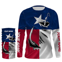 Load image into Gallery viewer, Personalized Texas Flag 3D Fish Hook UV Protection Long Sleeve performance Fishing Shirts IPHW483