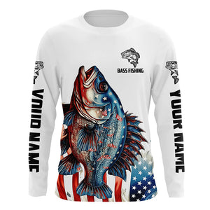 Bass Fishing American Flag Long Sleeve Fishing Shirts