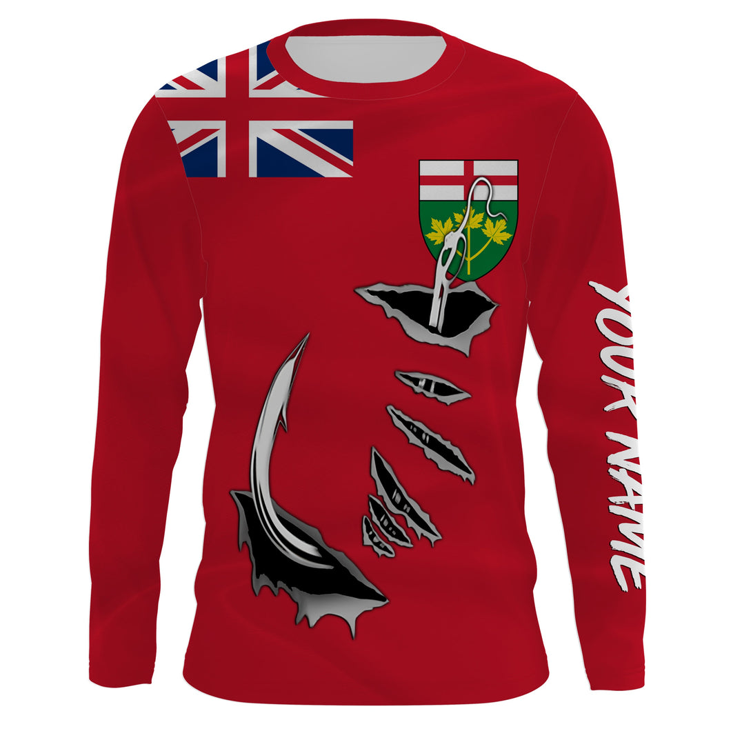 Canada Ontario Fish hook Custom Long sleeve Fishing Shirts, Ontario Fishing jerseys IPHW3337