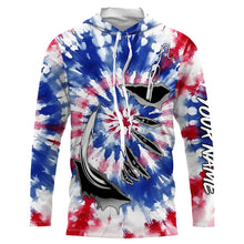 Load image into Gallery viewer, Custom Fish Hook American Flag Tie Dye Camo Long Sleeve Fishing Shirts, Patriotic Fishing Jerseys IPHW4697