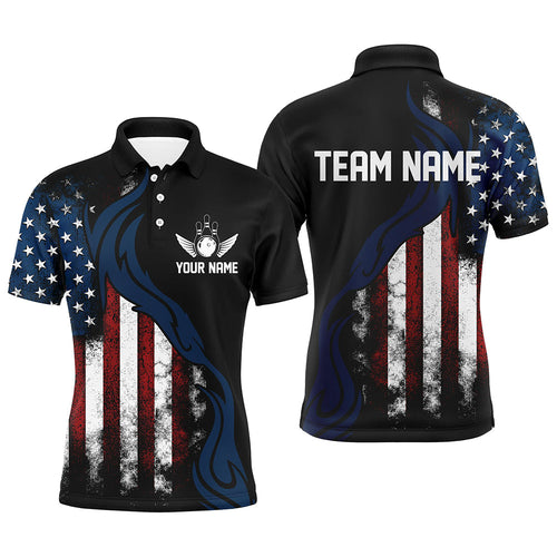 Grunge American Flag Unisex Bowling Team Shirts Custom Patriotic Bowling Gifts For Bowlers Outfit IPHW5478