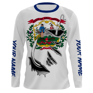 West Virginia Fishing hooks Custom Flag Fishing Shirts, West Virginia  Fishing jerseys IPHW3018